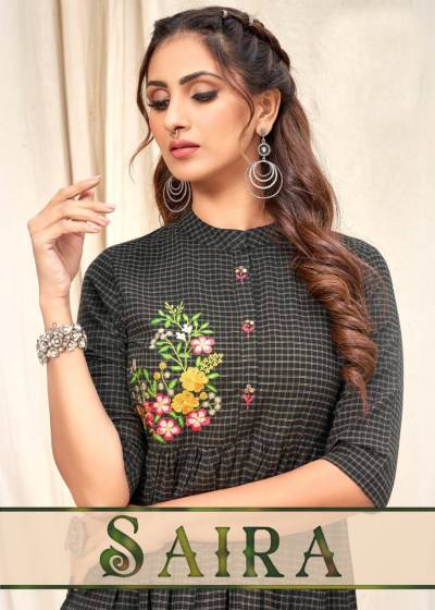 Saira By Beauty Queen Stylish Embroidered Knee Lenght Kurtis
